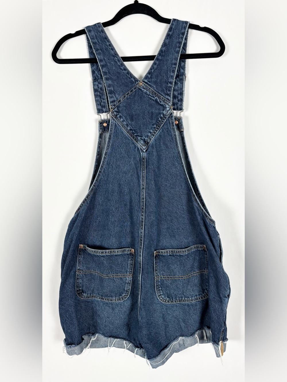 Old Navy Dark Indigo Wash Oversized Loose Shortalls Size Large - Picture 2 of 4